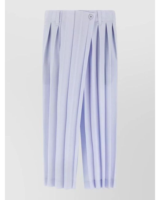 Homme Plissé Issey Miyake Blue Edge Ensemble Trousers Pleats Belt Loops Buttons for men