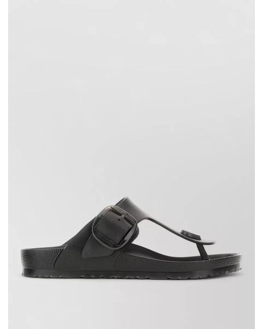 Birkenstock Black Flat Sole Buckle Detail Open Toe Slides