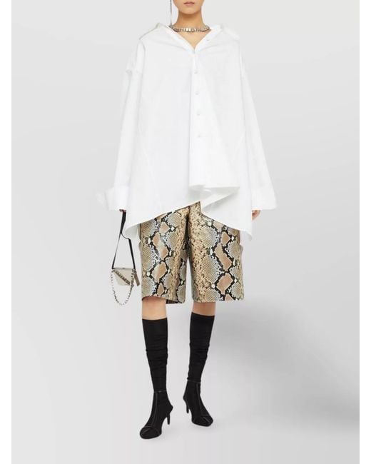 Jil Sander Metallic Leather Snake Print Mid-Rise Wide-Leg Bermuda Shorts