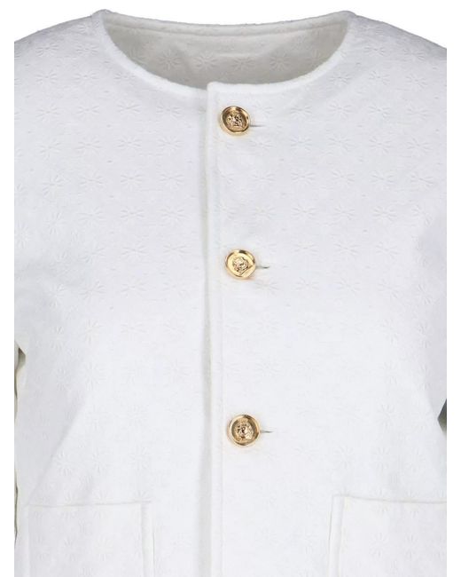 Céline White Cotton Fitted Jacket