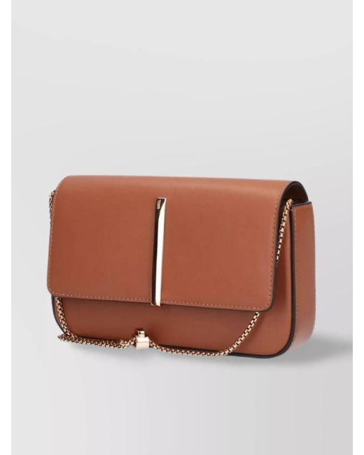 Tod's Brown Shoulder Bag With Chain Strap And Metal Accent