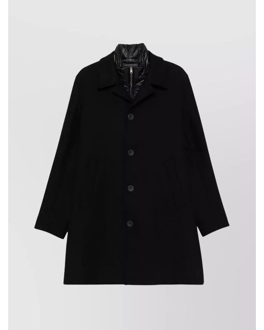 Herno Black Single-Breasted Padded Coat for men