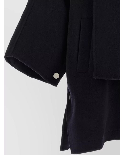 Pinko Blue Short Coat High Collar Loose Fit Pockets