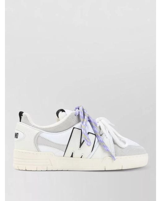 Moschino Metallic Lace Up Sneakers Suede Leather Mix