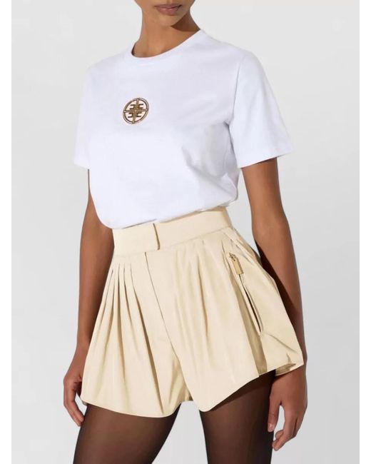 Elisabetta Franchi White High Waist Shorts Short Sleeve Design