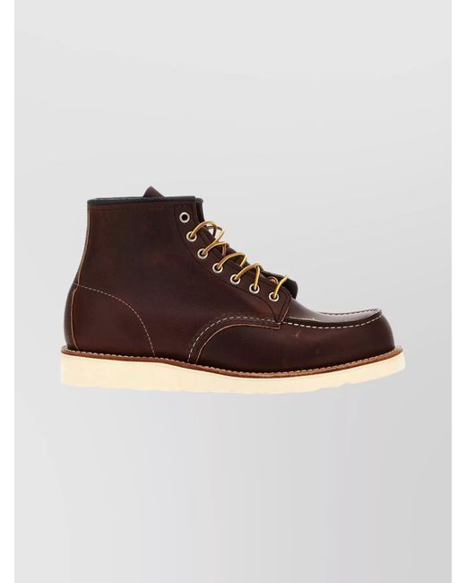 Red Wing Brown Leather Classic Moc Ankle Boots for men