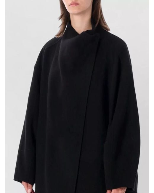 Frankie Shop Black Leroy Long Coat High Collar Design
