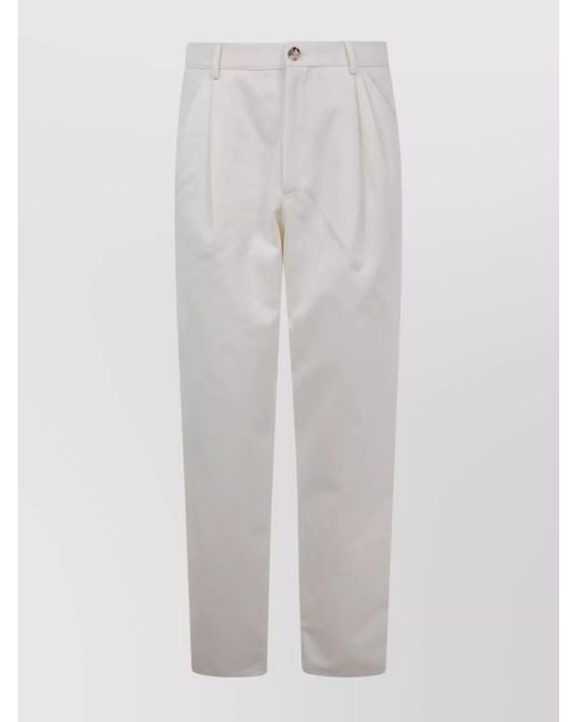 Brunello Cucinelli White Straight-Leg Trousers for men