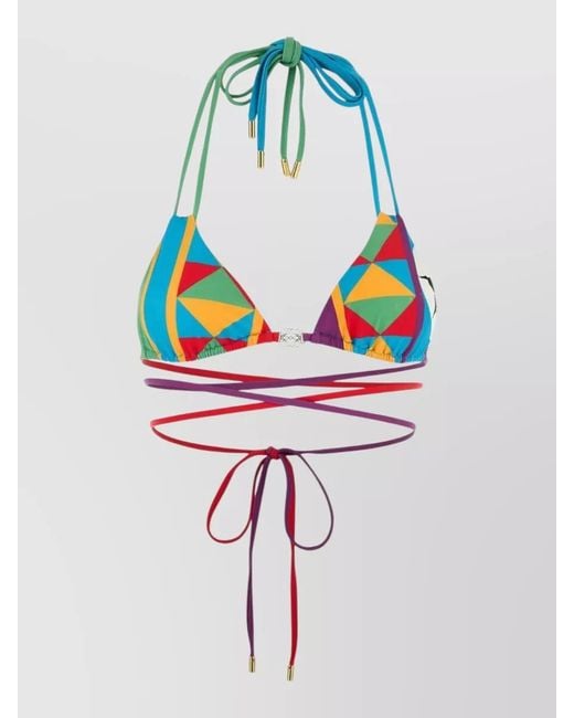 Loewe Blue Geometric Stretch Nylon Triangle Bikini Top