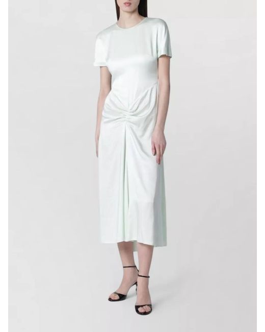 Victoria Beckham White Gathered Waist Midi Dress