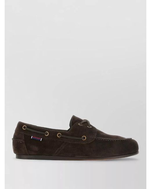 Sebago Brown Suede Moc Toe Loafers Eyelet Detail for men