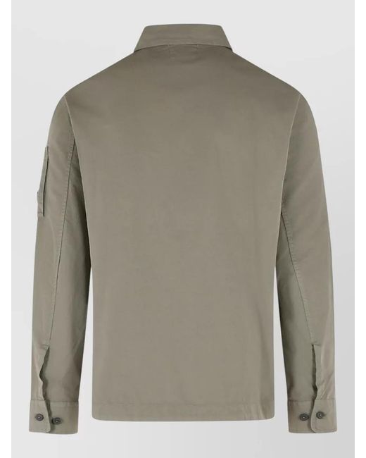 C P Company Green Cotton Single Breasted Coat for men
