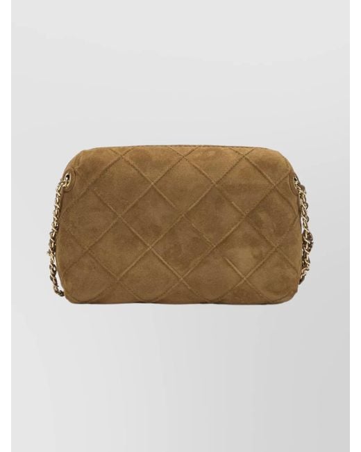 Tory Burch Natural Fleming Suede Crossbody Bag