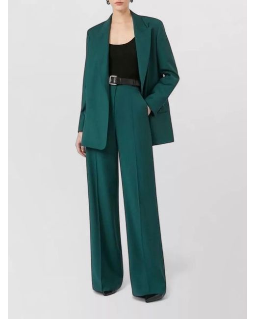 Max Mara Green Virgin Wool Belted Blazer