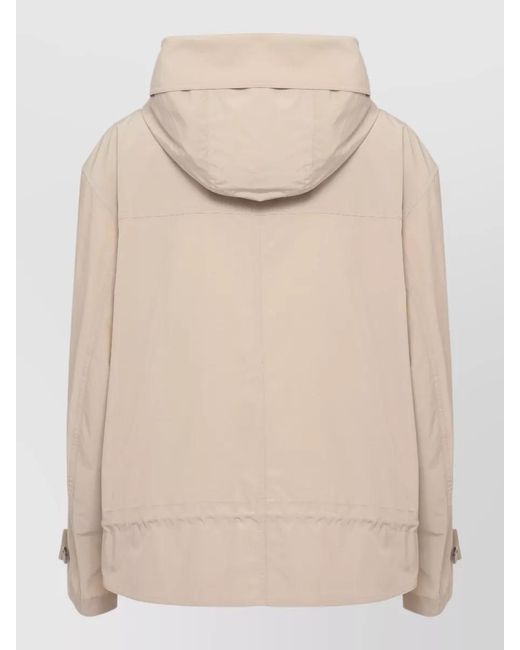 Woolrich Natural Hooded Parka Jacket High Neck Drawstrings