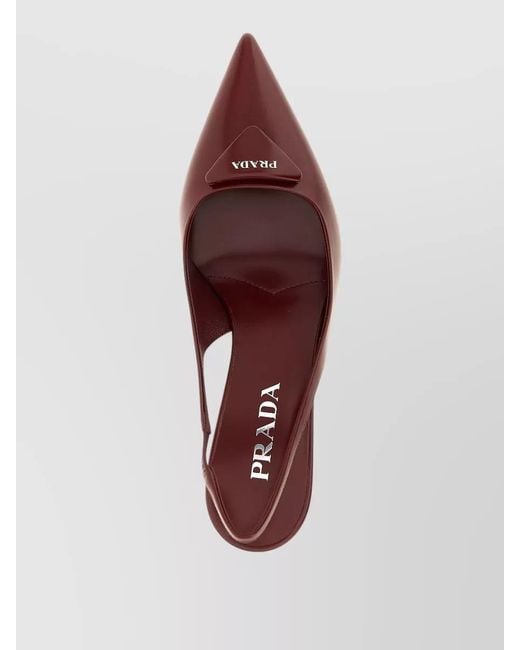 Prada Pink Leather Slingback Mules Metal Logo Heel
