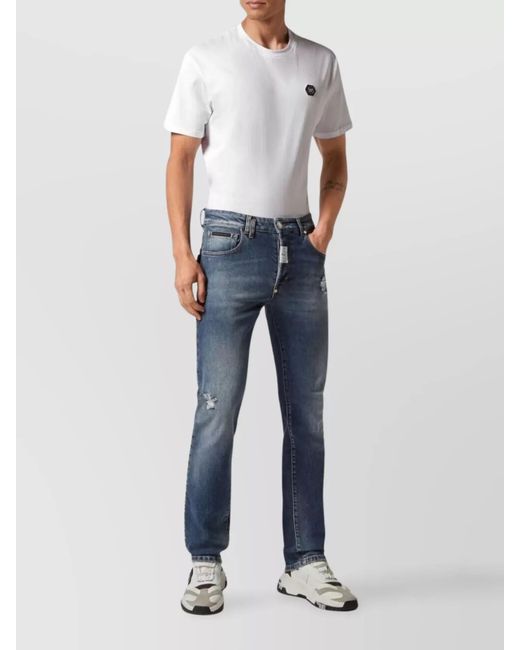 Philipp Plein Blue Straight-Leg Trousers for men
