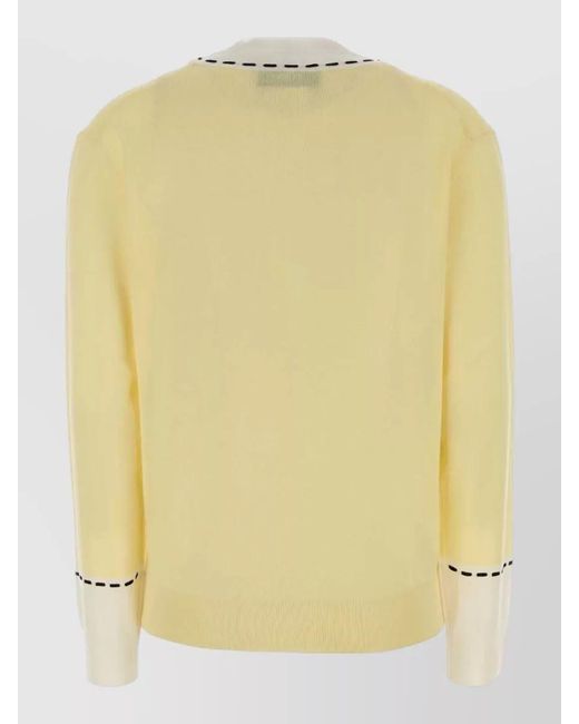 Fendi Yellow Wool Blend Sweater V Neck Long Sleeves