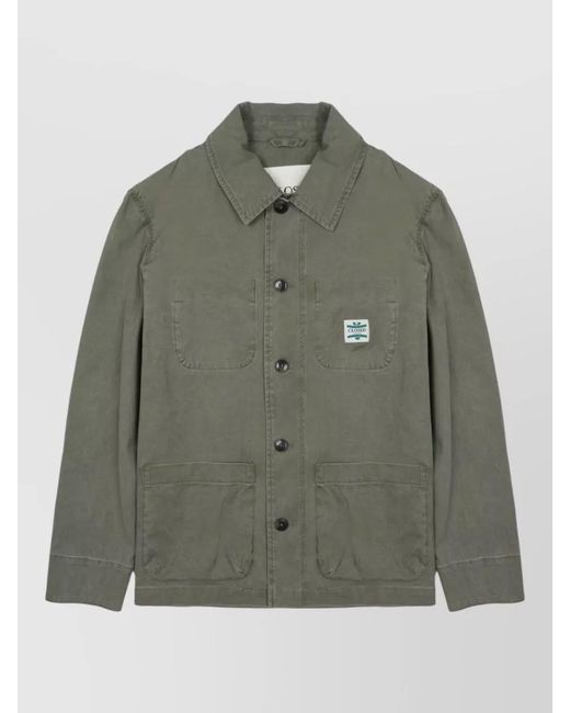 Closed Green Cotton Single Breasted Coat for men