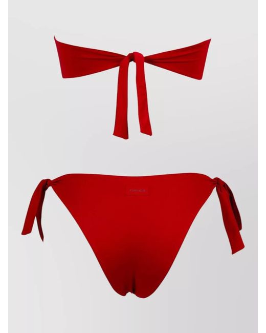 Fisico Red Bikini Bandeau Top Detail Ties