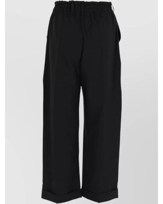 Y-3 Black Button Detail Cropped Loungewear Loose Fit Pants