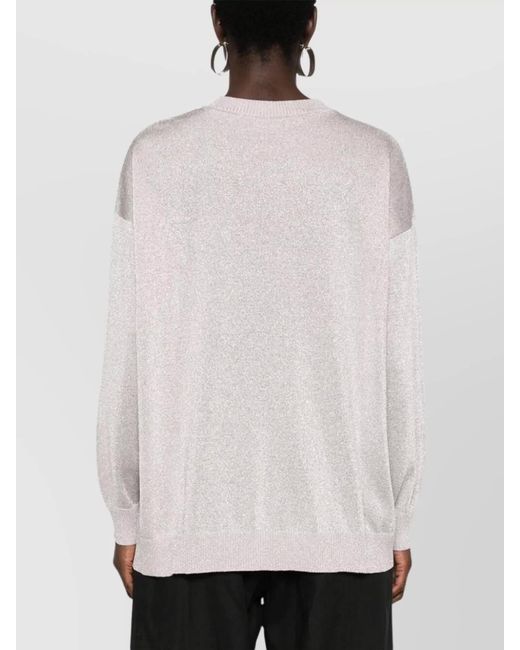 Missoni White Metallic Knit Crewneck Sweater