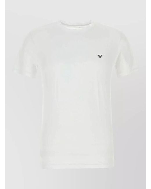 Emporio Armani White Stretch Cotton Crew Neck Short Sleeve T-Shirt for men