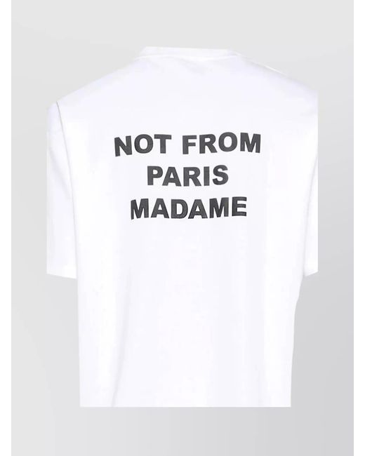 Drole de Monsieur White Cotton Slogan Crew-Neck T-Shirt for men