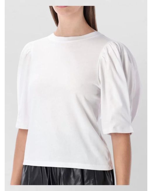 Isabel Marant White Cotton Ribbed Crew Neck Relaxed-Fit T-Shirt