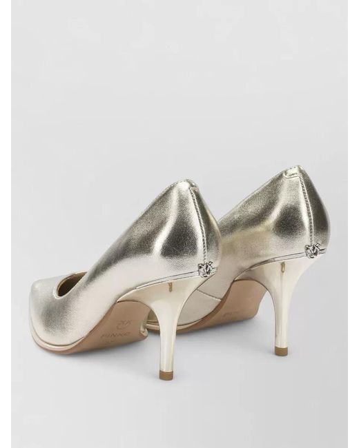 Pinko Natural Stiletto Heel Pumps Metallic Finish