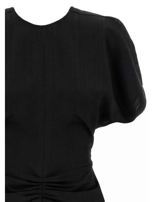 Victoria Beckham Black Gathered Waist Viscose Mini Dress