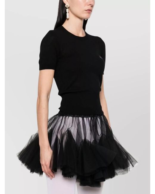 Vivienne Westwood Black Crew Neck Short Sleeves Top With Ribbed Cuffs