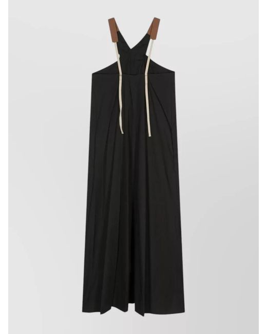 Alysi Black Poplin Dress Grosgrain Ribbon Crossover Straps