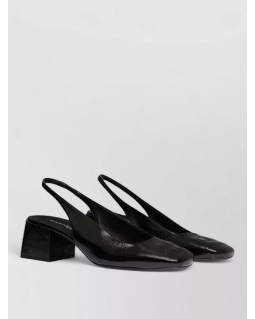 Courreges Black Heritage Slingback Pumps Block Heel Square Toe