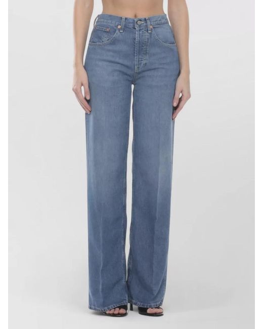 Dondup Blue Wide-Leg Trousers