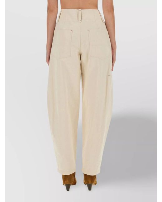 Isabel Marant Natural Cotton Wide-Leg Trousers