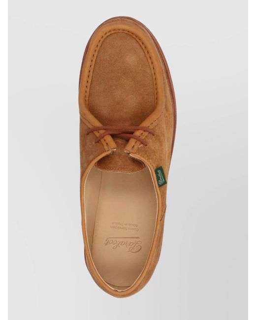 Paraboot Brown Lace-Up Shoes With Round Toe And Stitch Detailing for men