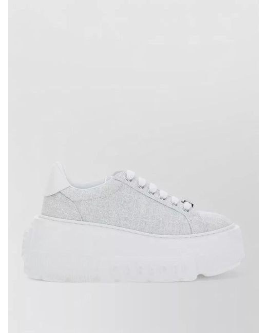 Casadei White Embellished Low-Top Sneakers