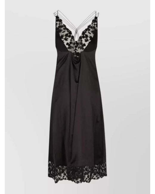 Fendi Black V Neck Lace Floral Soft Long Top
