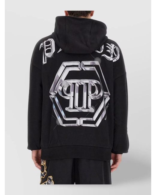 Philipp Plein Black Oversized Hoodie for men