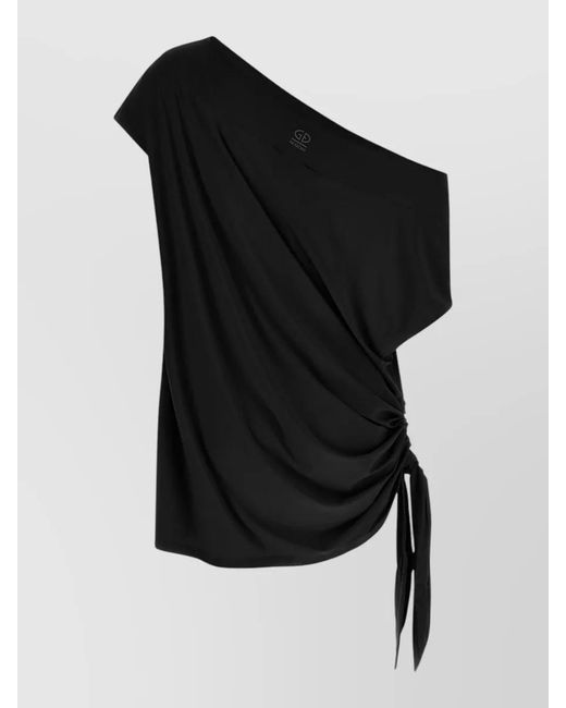 Goldbergh Black Zaira Dress Asymmetric Neckline Draped Design