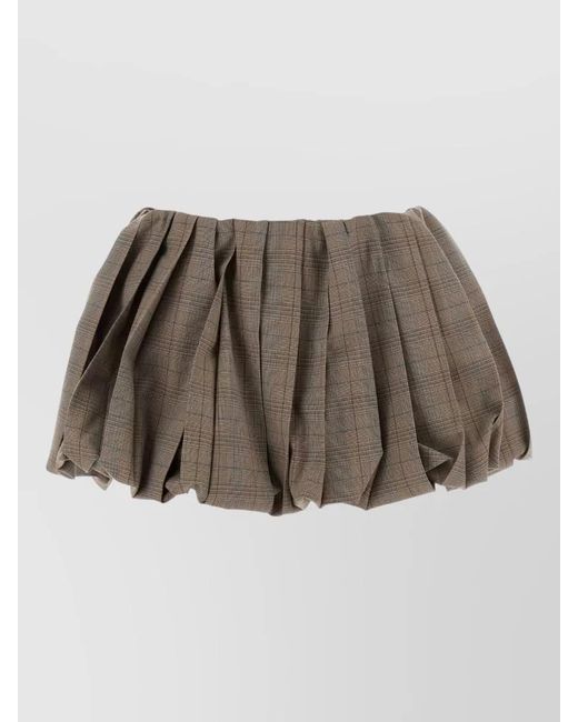 Miu Miu Brown Wool Mini Skirt Pleated Design