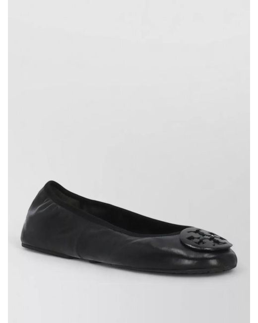 Tory Burch Black Leather Reva Ballerina Flats