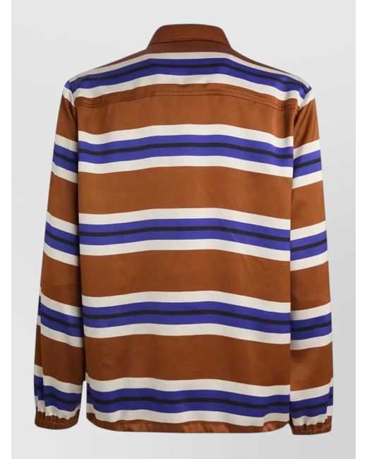 Dries Van Noten Blue Striped Jacket Long Sleeves Pockets for men