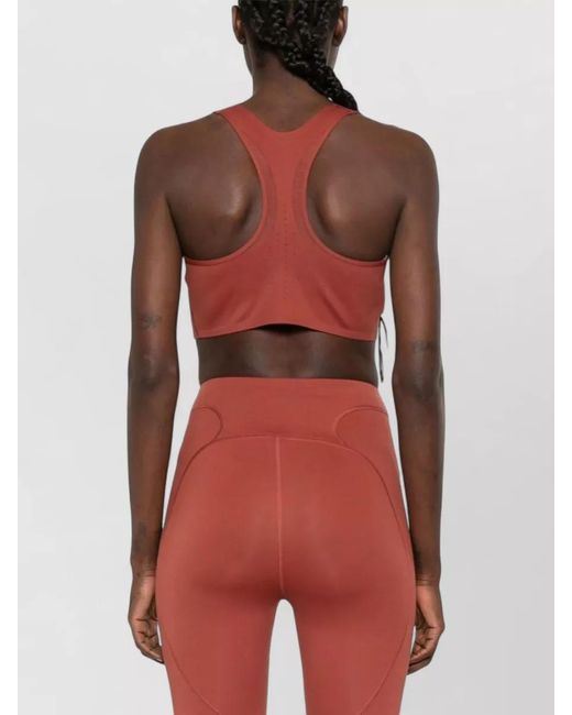 Adidas By Stella McCartney Red Seamless Scoop Neck Racerback Nylon Silk Top