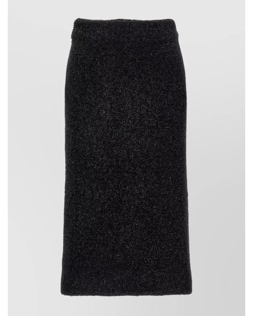 Balenciaga Black Tweed High-Rise Midi Pencil Skirt