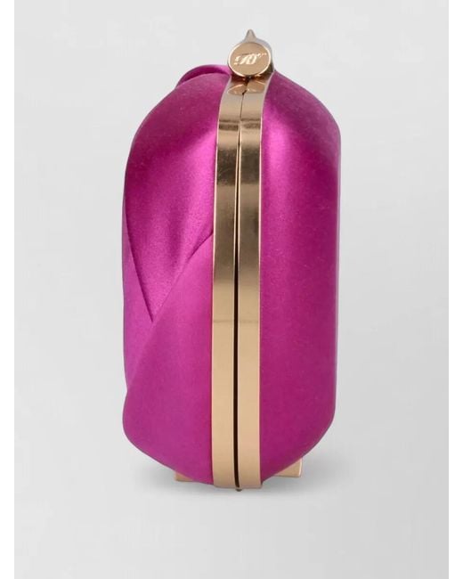 Roger Vivier Pink Shoulder Clutch Bag Chain Strap Satin