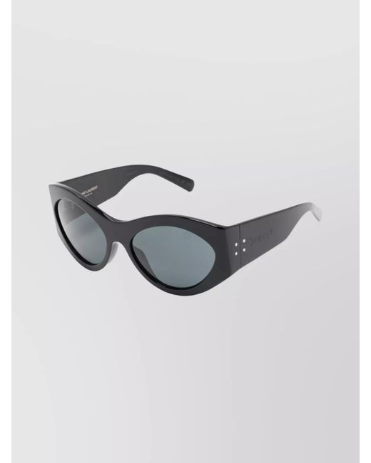 Saint Laurent Gray Acetate Studded Oval Sunglasses