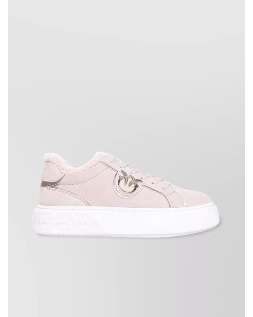Pinko White Low Top Sneakers Metallic Detail