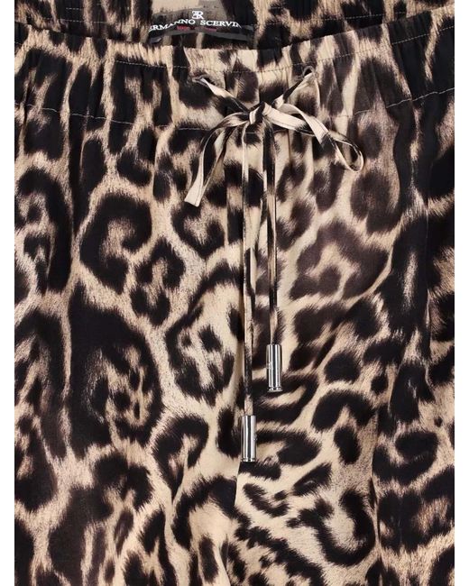 Ermanno Scervino White Animal Print Wide Leg Lightweight Trousers